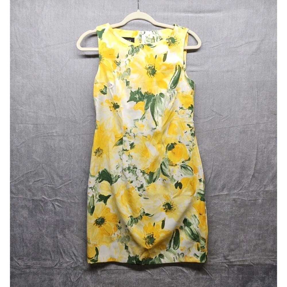 ALYX Womens Yellow Floral Sheath Dress Size 2 Colorful Knee Length